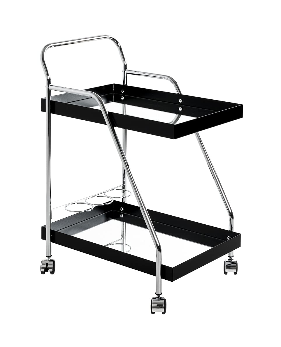 Carro de servicio de metal cromado negro para cocina y comedor moderno