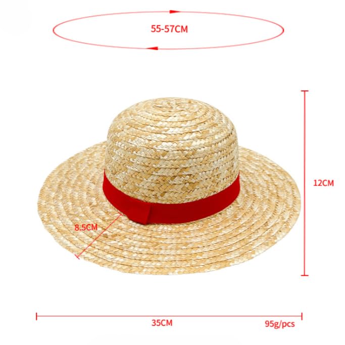 Image of One Piece Anime Monkey D Luffy's Cosplay Straw Hat (Free Size), Unisex Anime Accessory for Kids and Adults