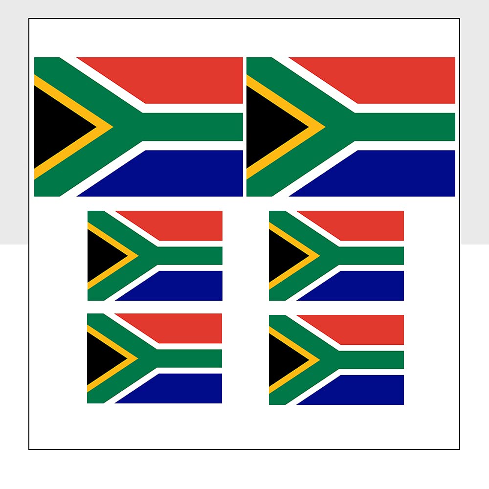 Mixed Pack of 6 Flag Stickers Waterproof South African Flag Sticker for Laptops, Helmets & Car Packwith®