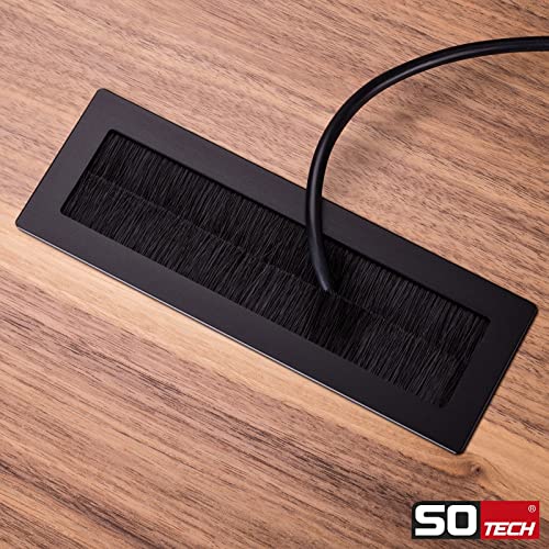 SOTECH 1 x Kabeldurchlass Toledo aus Aluminium schwarz eloxiert 150 x 70 mm, Einbaumaß: 140 x 62 x 15,3 mm Kabeldurchführung