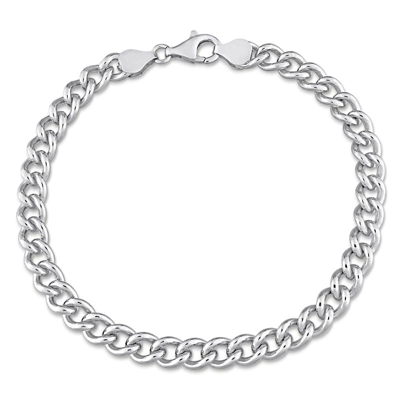 Italian 925 Sterling Silver Curb Link Chain Bracelet - for Men or Women - 4.4mm, 6.5mm, 10mm, 12.5mm - Available in Sterling Silver, Yellow Gold Plated Sterling Silver or Rose Gold Plated Sterling Silver - 9 inch or 7.5 inch Lengths