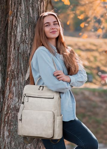 Image of Shrrie Vegan Leather Laptop Backpack for Women 15.6 inch Work Backpack Fashion Travel Backpack Purse for Travel College Work