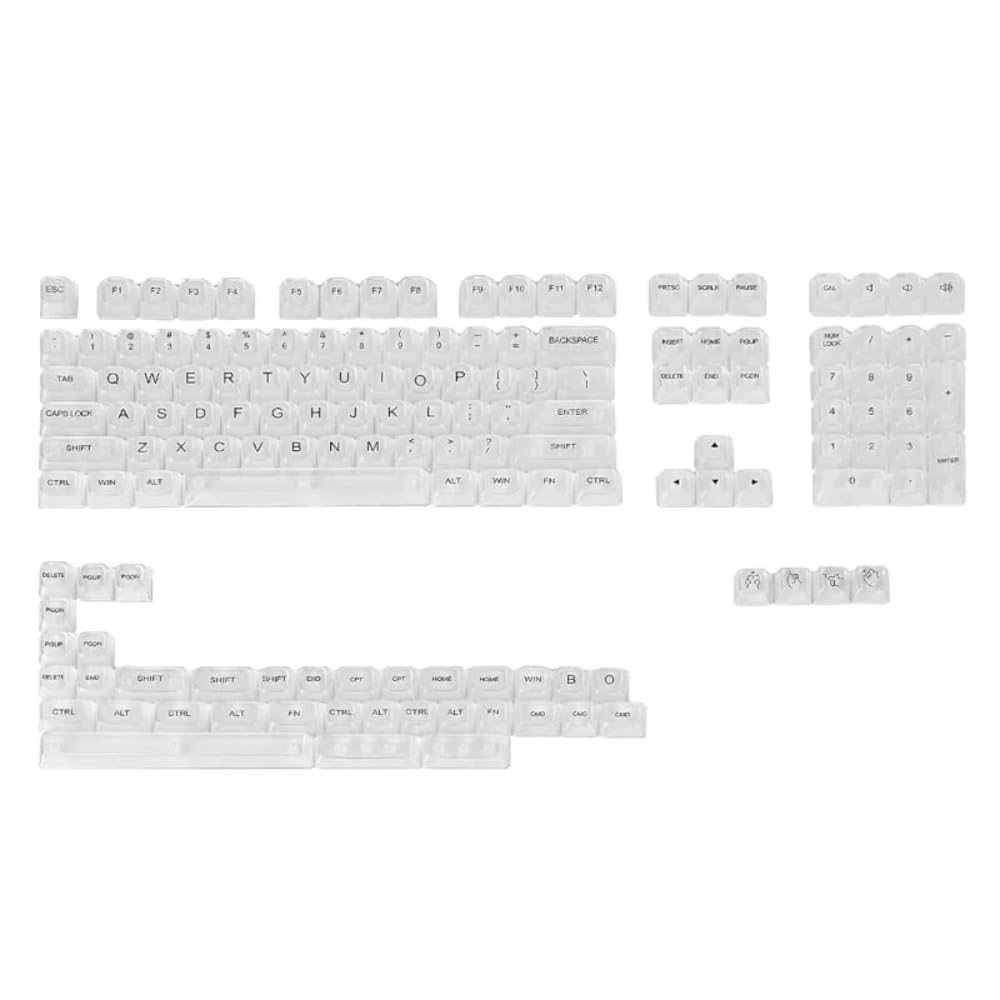 A135 Crystal KeyCaps, 147 Keys Standard Doubleshot PBT Keycap Set, OSA Profile, US(ANSI) Layout, Compatble with Most Mechanical Keyboards & Optical Keyboards, Keycaps Puller Included