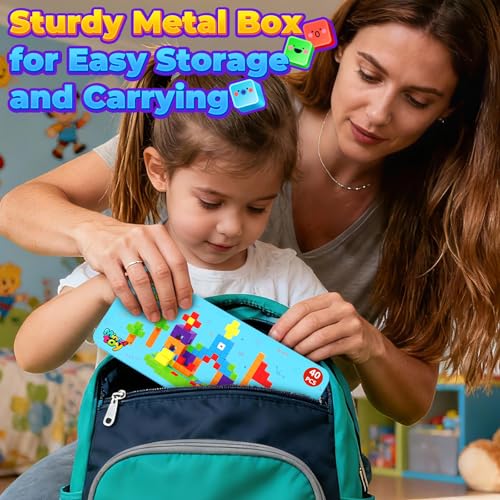 Image of Magnetic Blocks Mini Travel Essentials Toddler Toys with Case Set, Kids Magnet Building Blocks Sensory Montessori Autism Toys for 3+ Boys & Girls Birthday Gifts