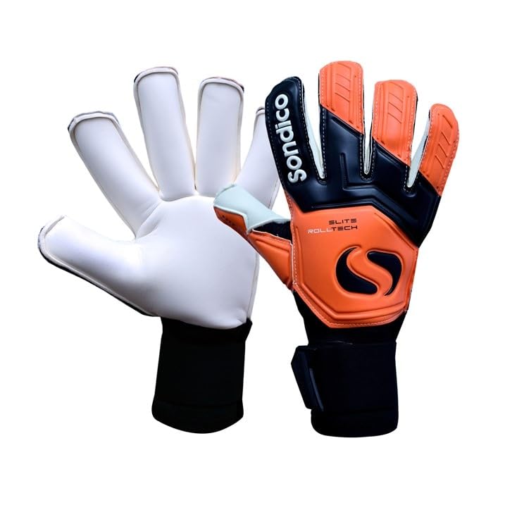 Sondico Mens Elite Rolltech Goalkeeper Gloves Black/Orange 7