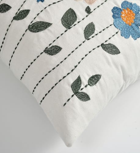 Image of Sofa Cushion Cover Cotton for Living Room Couch Soft Pillow Cover (White Flower, 16 inch x 16 inch)