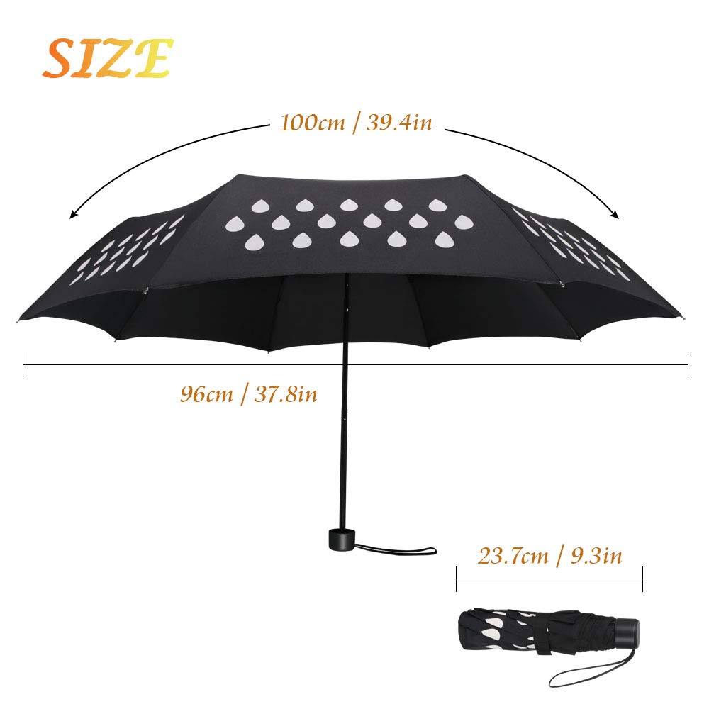 Vicloon Automatico Ombrello Pieghevole con 8 Canne Arcobaleno Gocce di Pioggia Portabilità Slip Modifica Umbrella Ombrello Pieghevole Un Black Magic