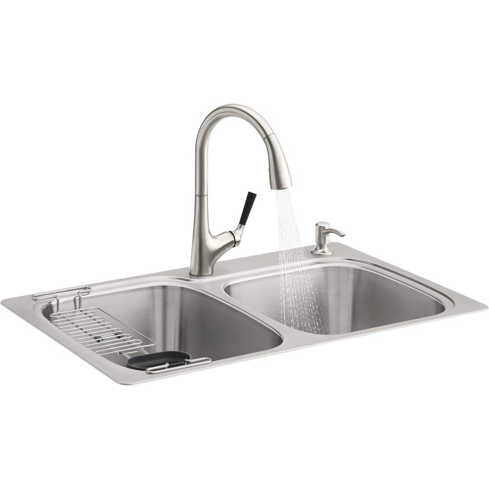 Kohler KR757912PCNA AllIn OneKit Kitchen Sink, Brushed Stainless