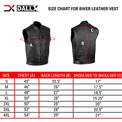 Dallx Soa Motorcycle Leather Vest For Men Biker Club Style Vest With Concealed Carry Gun Pocket #TOP2