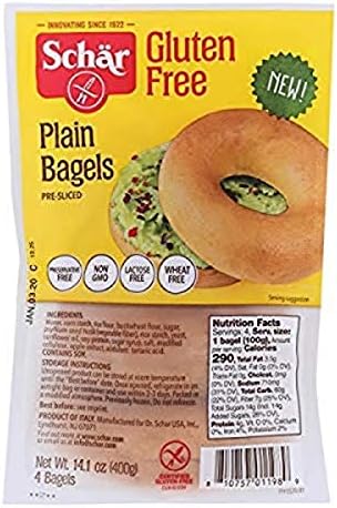 Schar Plain Bagels, Gluton Free, Preservative Free, Non Gmo, Lactose Free, Wheat Free, Pre-Sliced,, 14.1Count (Pack Of 4)
