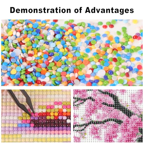 Image of Diamond Art Kits for Adults Landscape, 5D DIY Diamond Painting Kits for Adults Beginner, Pink Cherry Blossom Tree DIY Paint By Diamonds Dots with Gem Art for Home Wall Decor 13.8x13.8 inch