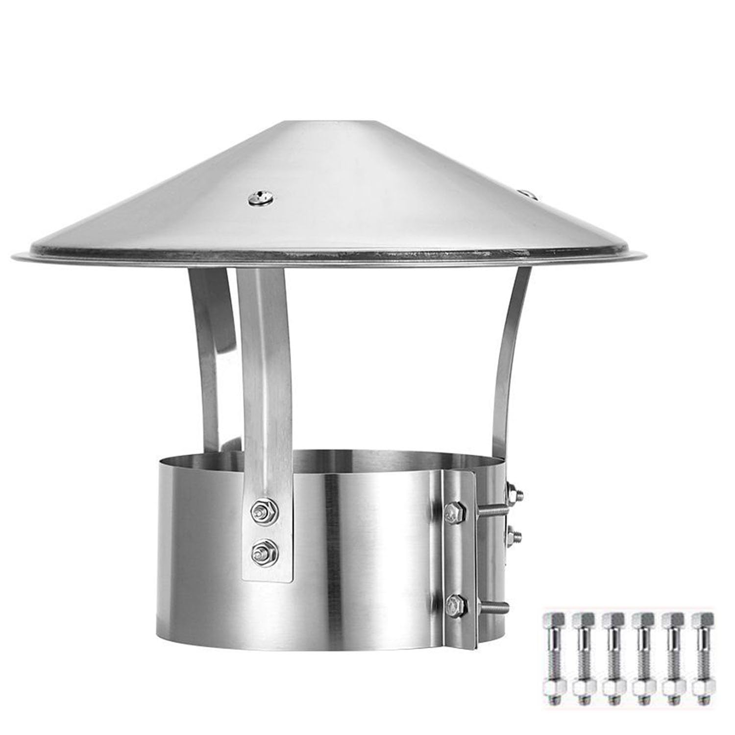 IGNVXMGKP Stainless Steel Chimney Caps Chimney Cover for Outside, Round Stove Pipe Cap, Roof Exhaust Vent Cap, Fireplace Roof Vent Cover Rain Caps(6.7in)