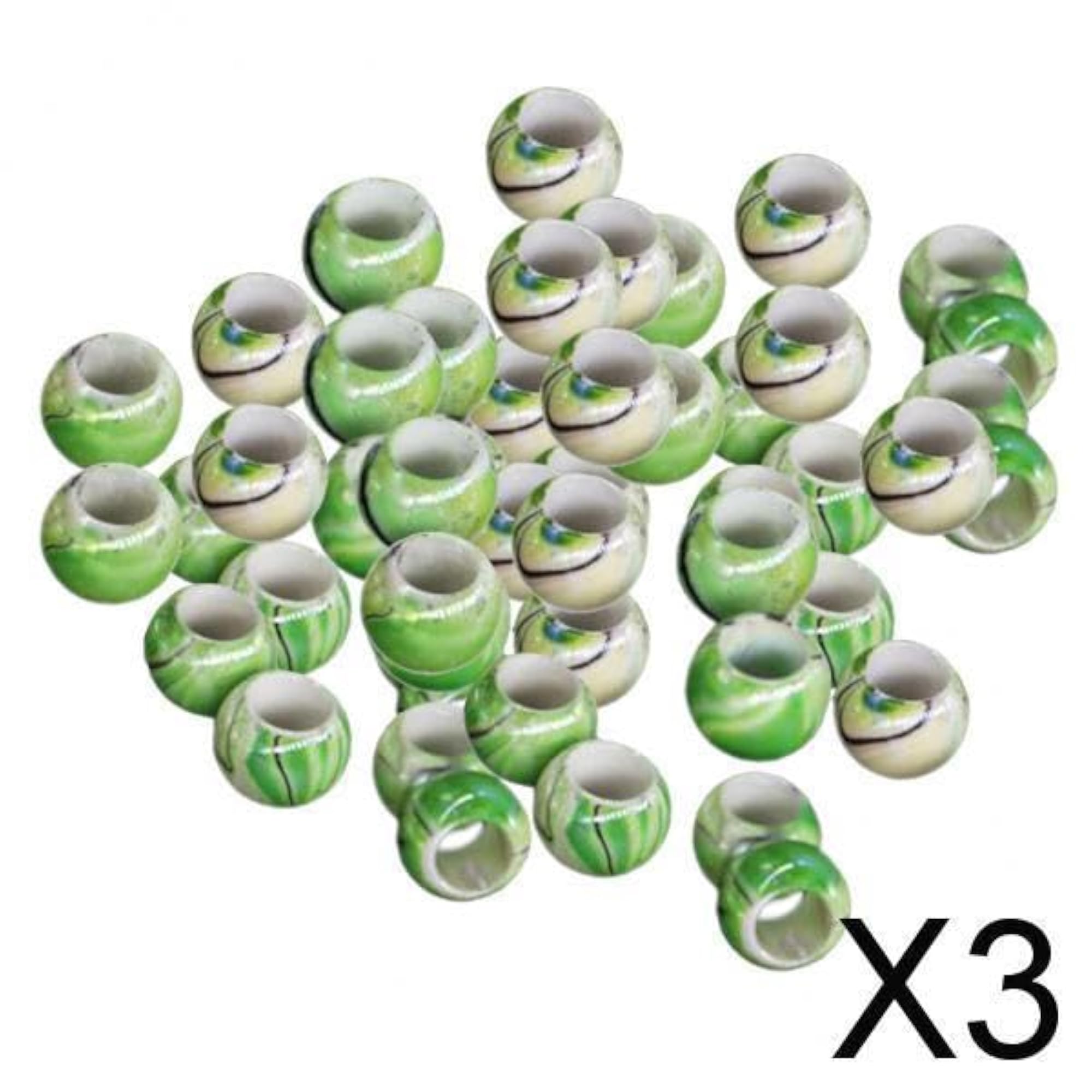 3pc Green Beads Hair Braid Ring Cuff Clips, Hair Accessories