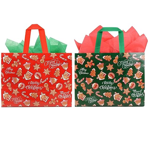 2pz Sacchetti Regalo Natale Tessuto non Tessuto