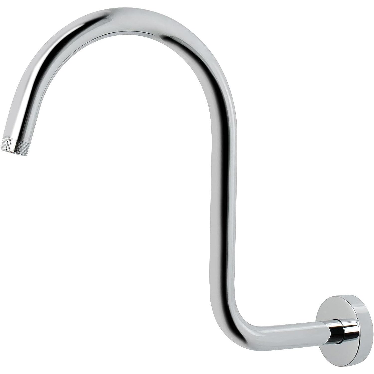 Photo 1 of High Rise Shower Head Extension Arm, S Shape Shower Extender Pipe Arm with Flange, 1/2" NPT Threads, Bathroom Accessories Compatible with Rain Shower (10-inch Chrome Plated)