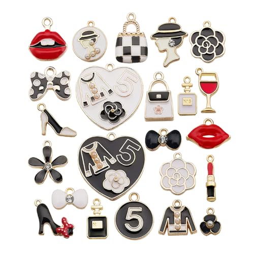 Ximimark 23 pcs Mini Gold Plated Enamel Charms Makeup Fashion Pendant Lipstick Perfume Charm Pendants For DIY Jewelry
