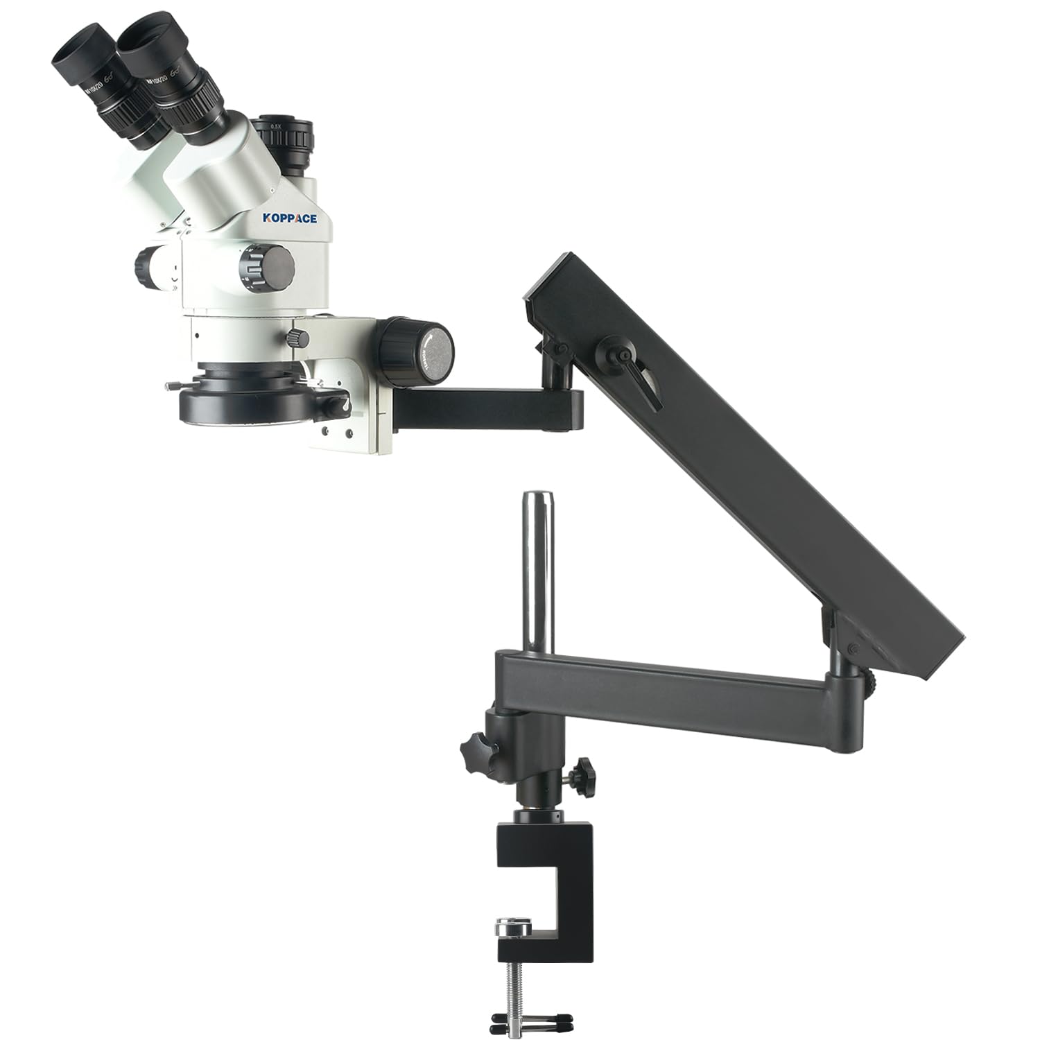 ?KOPPACE 3.5X-90X Trinocular Stereo Zoom Microscope with 360° Rotating Bracket, LED Illumination for Electronics Repair, Jewelry Inspection, Education & Lab Use?