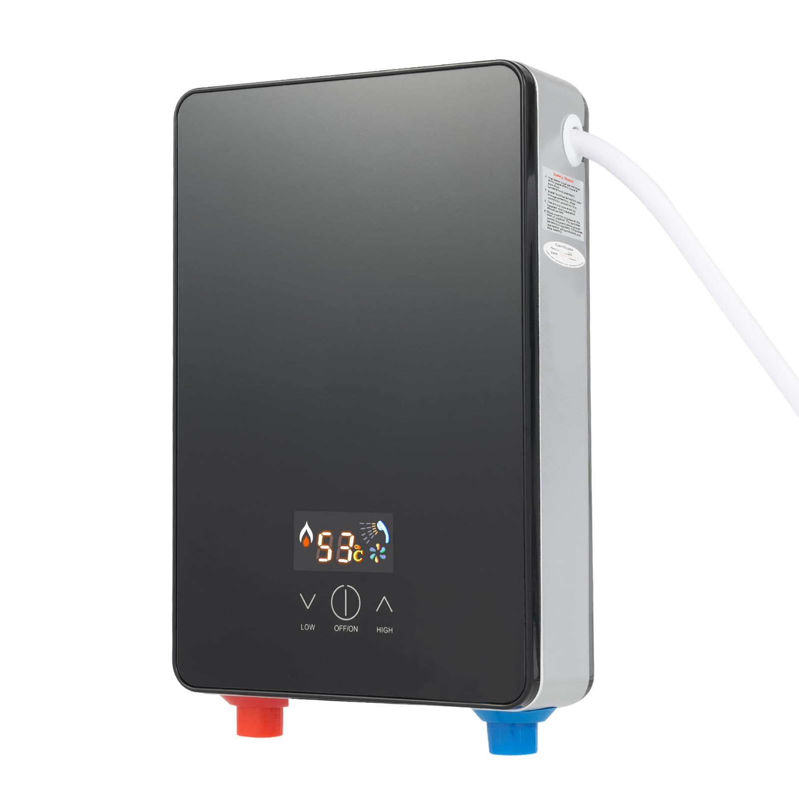 Scaldacqua istantaneo elettronico, display LED digitale della temperatura, scaldabagno istantaneo per cucina, bagno e casa, 220V 6500W (nero)