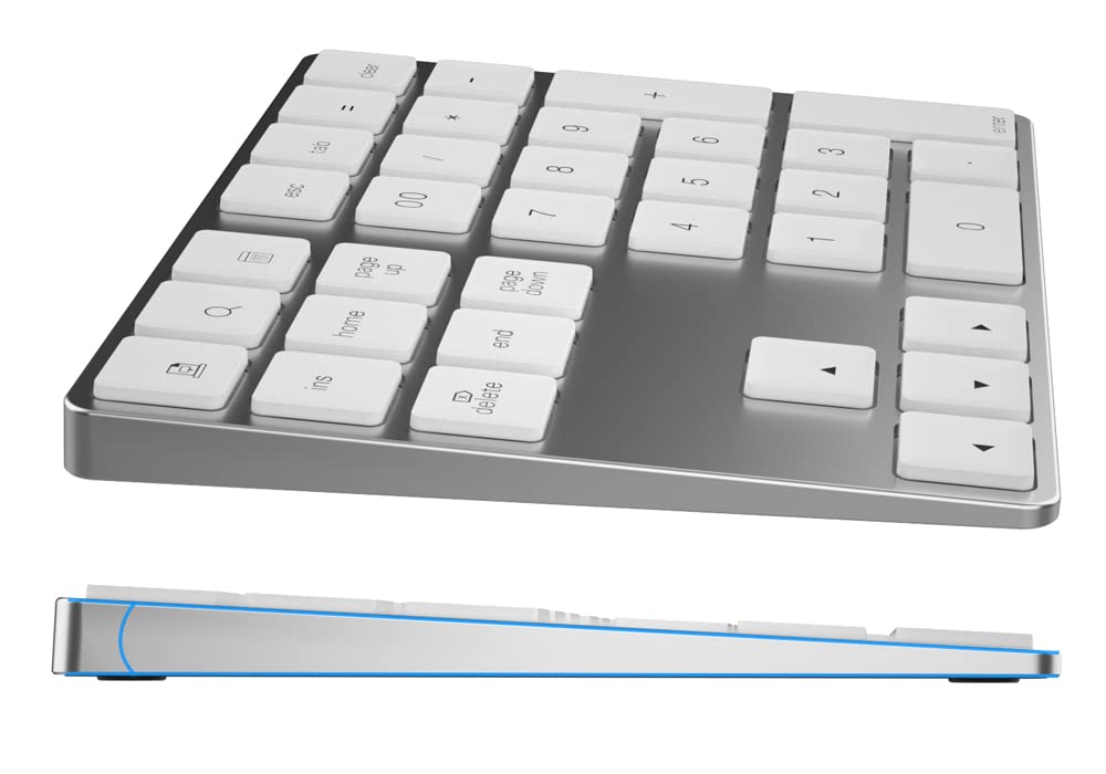 HDWR typerCLAW-BN100 Teclado numérico inalámbrico Bluetooth | Carcasa de aluminio, alcance 10 metros, teclas de membrana, para iOS