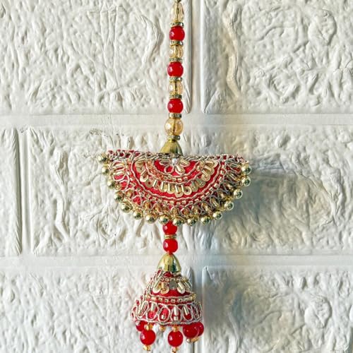 Image of Adikala Craft Store Handmade Ethnic Latkan Tassel Set of 2 for Saree Pallu, Blouse, Suits, Dupatta, Lehenga Decor | Ethnic Saree Pallu, Blouse, Suit, Dupatta & Lehenga Decoration (Red Pearl)