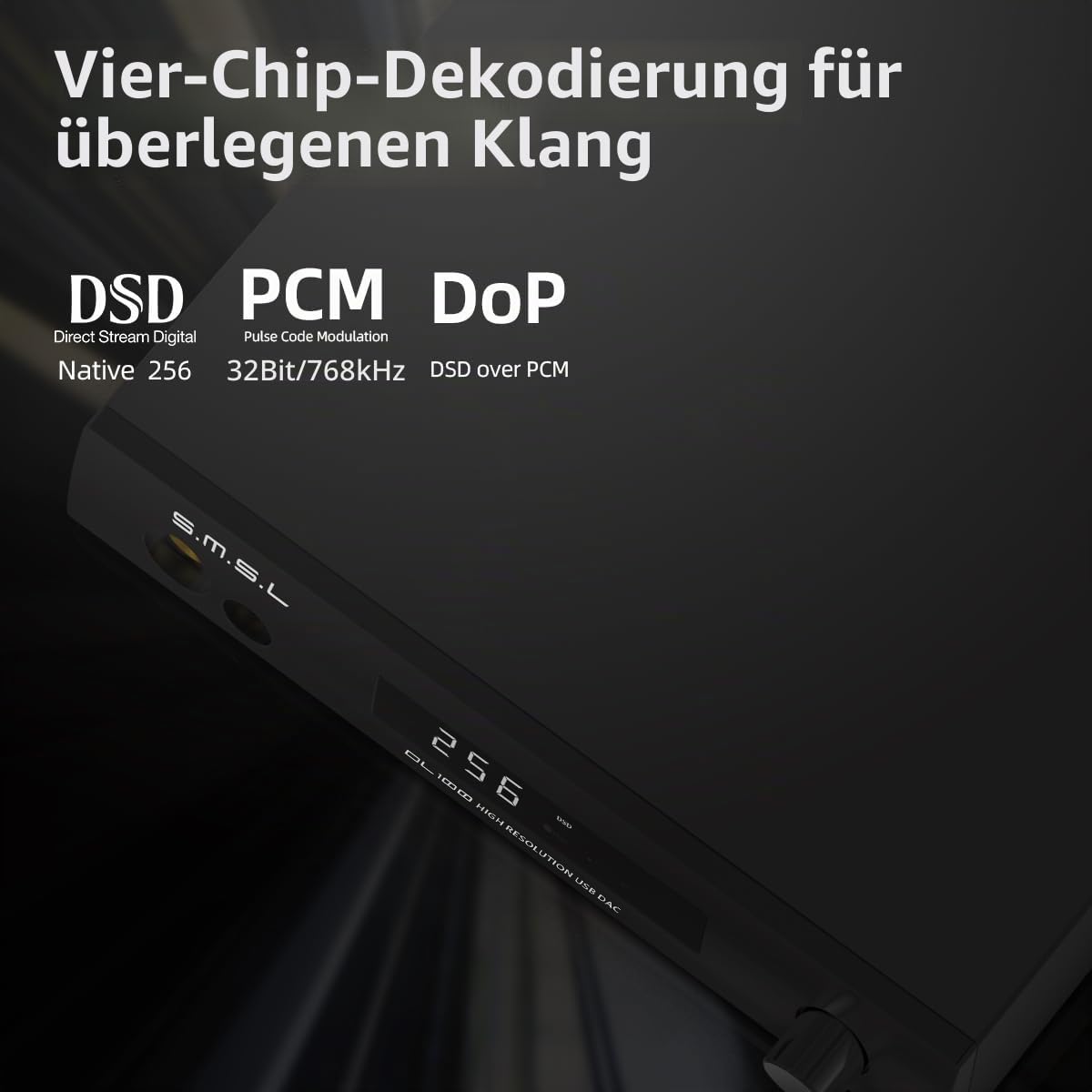 SMSL DL100 Audio-Decoder-Kopfhörer-Verstärker, 4 x CS43131-Chip, HDMI (ARC) kann für TV, Dual-Modus-ISB, 6,35 mm + 4,4 mm Dual-Kopfhörer-Ausgang, XLR-symmetrisch + Cinch-Ausgang, voll funktionsfähige