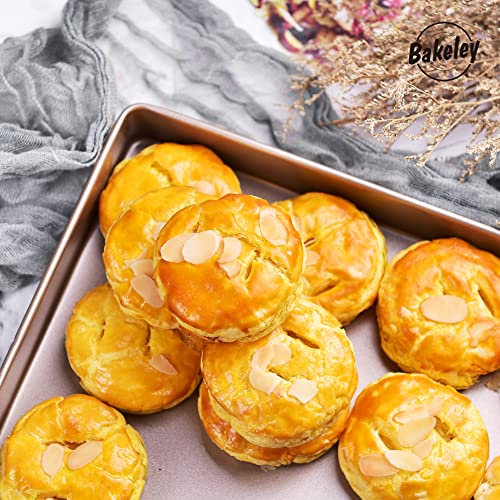 Bakeley 11-Inch Baking Sheet Pan Non-Stick Square Baking Pan Jelly Roll Bakeware For Oven Roasting 11.2" × 11.2" × 1.38" (Champagne Gold) #TOP2