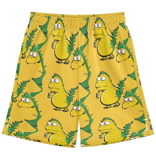 Boys Athletic Shorts with Pockets Chicken Dinosaur Running Basketball Shorts for Youth Elastic Waist Size 7-8
