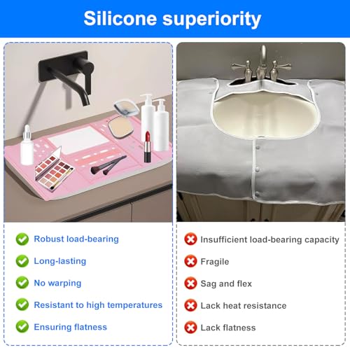 Cubierta para Lavabo de Baño, Tapete de Limpieza Plegable para Brochas de Maquillaje, de Silicona Resistente al Calor para Encimera, Organizador para Maquillaje Ahorra Espacio miniatura 2