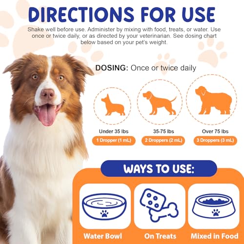 Kollagen Hund 60ml, Liquid Collagen for Dogs, Flüssiges Kollagen für Hunde Gelenke, Haut und Fell, Collagen Hund mit Biotin & MSM, Unterstützen Juckende Haut Relief und die Verdauungsgesundheit