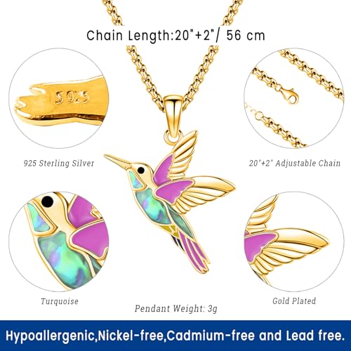 Eusense Animals Jewelry Hummingbird Black Cat Necklace 925 Sterling Silver Wiccan Mushroom Owl Cat Pendants Necklace for Women Men2