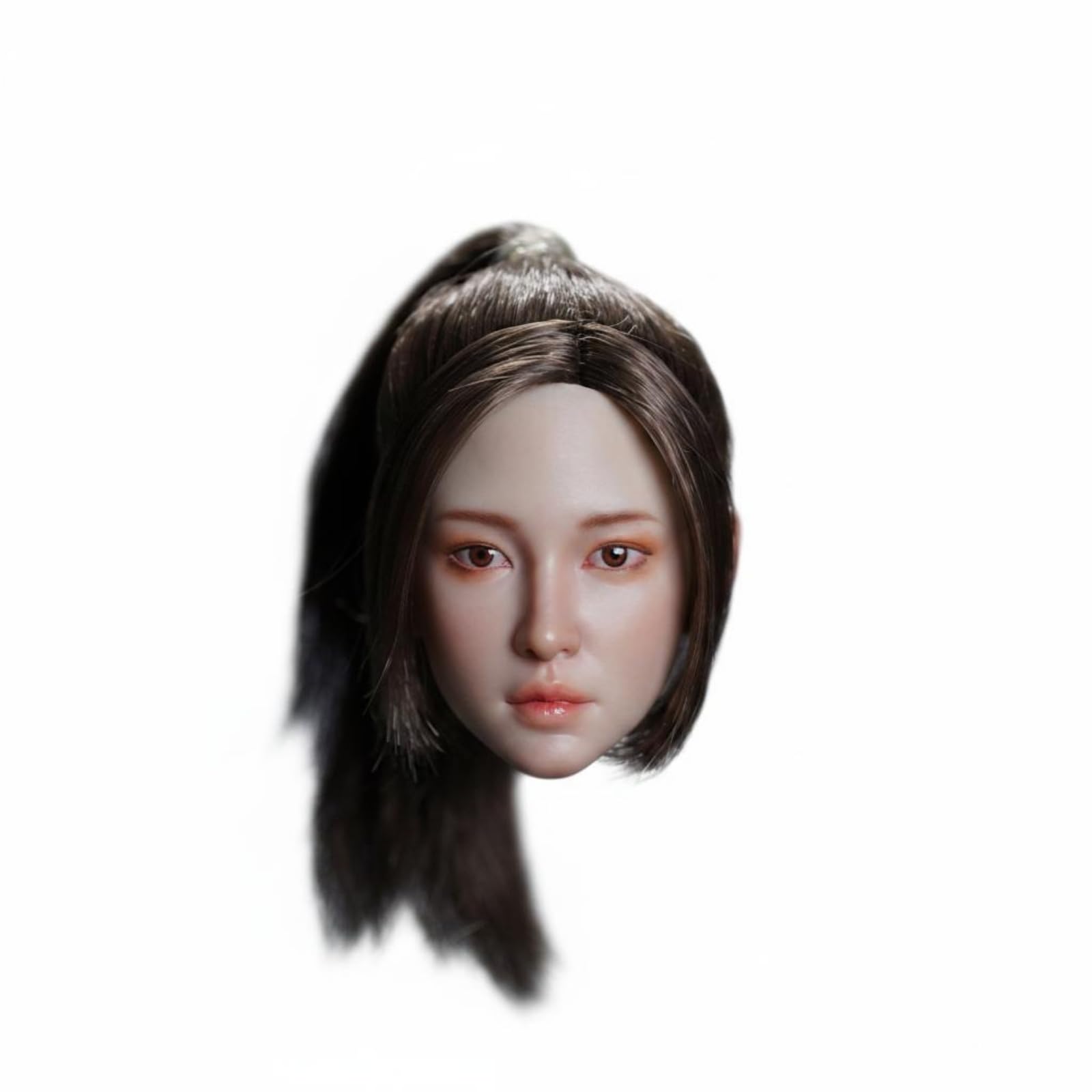 Testa di Bambola Femminile per Action Figure Accessorio per Personaggio per Corpo da 12 Pollici Materiale Sintetico Adatta per Display su, Marrone Scuro Coda Di Cavallo