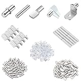 HELIFOUNER 100 Pieces 5 Styles Shelf Pins Kit, Top Quality Nickel Plated Shelf Bracket Pegs Cabinet...