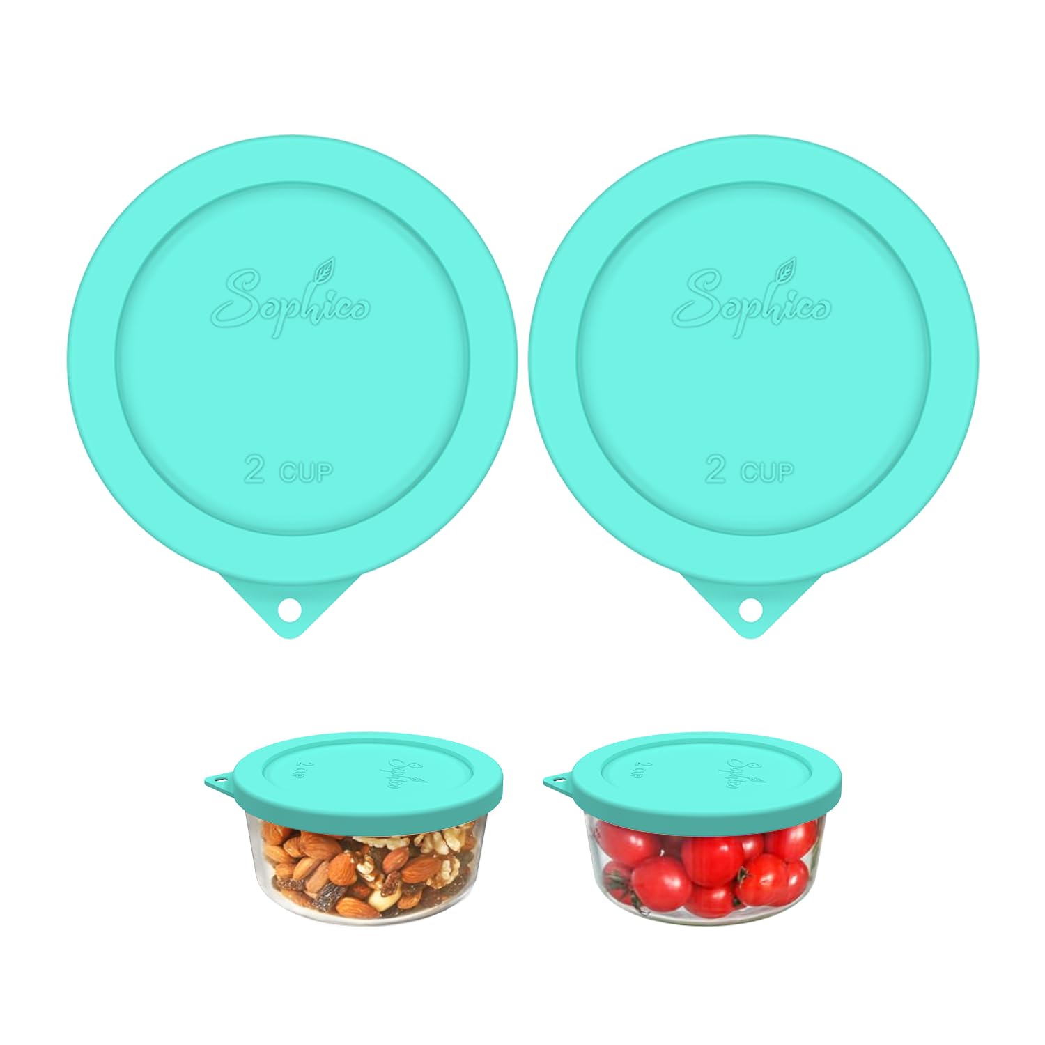 SOPHICO 2 Cup Silicone Lids Replacement for Pyrex &amp; Anchor Hocking 7200-PC