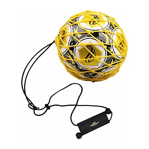 PodiuMax Handle Solo Soccer Kick Trainer with New Ball Locked Net Design, Soccer Ball Bungee Elastic Training Juggling Net (Fits Ball Size 3, 4, 5) (Yellow) Cover