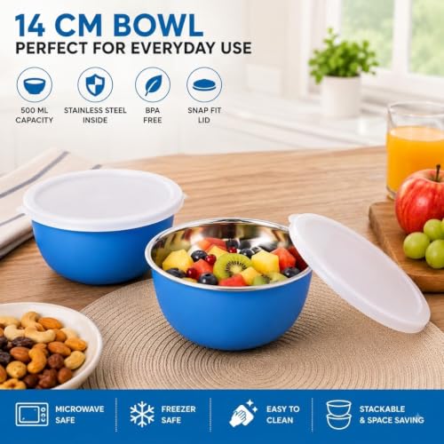 Image of Zaib Stainless Steel Microwave Safe Serving Bowl 500 ml, 14 cm