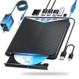 ブルーレイドライブ外付け USB-A/TypeC対応 再生/読み込み/書き込み/焼き対応 BD DVD CDプレーヤー ポータブル Blu-ray ドライブ Windows/Mac対応 外付けブルーレイドライブ 5V-2A電源アダプター/120cm給電ケーブル付き（黒）