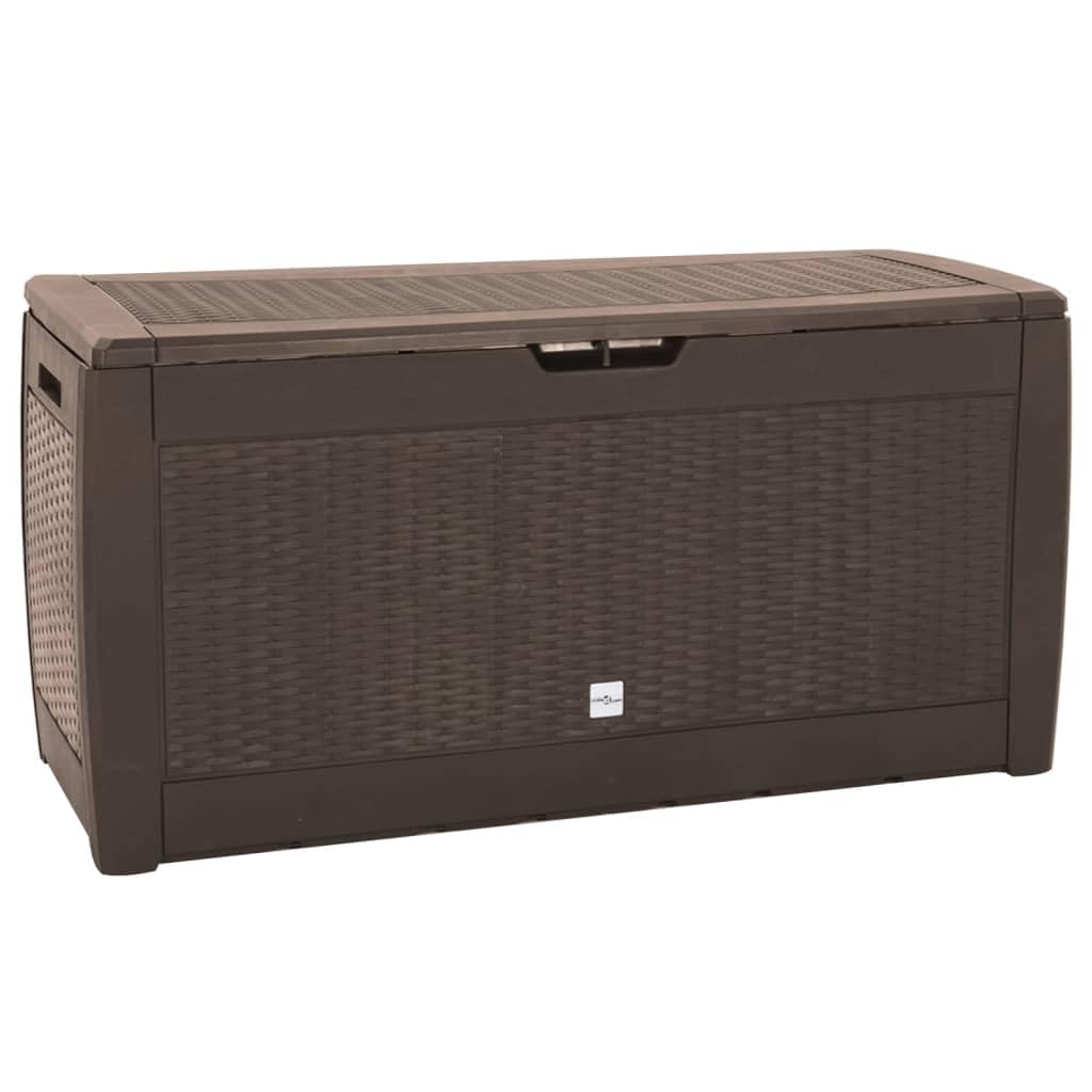 vidaXL Gartentruhe Braun 119x48x60 cm Polypropylen, Werkzeugkasten, Lagerbox, Gartenbox, Werkzeugtruhe, Deckenbox, Kissenbox, Auflagenbox