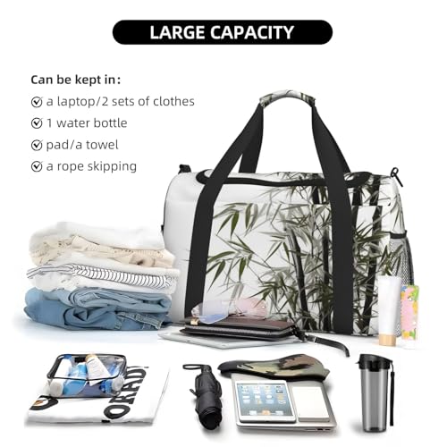 Travel Duffel Bag Lightweight Waterproof Carry On Tote Bag Foldable Weekender Overnight Bags Asian Bamboo Sport Gym Bag For Women Men4