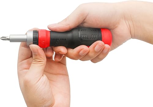 Miniatura 8 de SHARDEN Juego de destornilladores de trinquete 13 en 1, herramienta de destornillador múltiple todo en uno con seguridad Torx, cabeza plana,