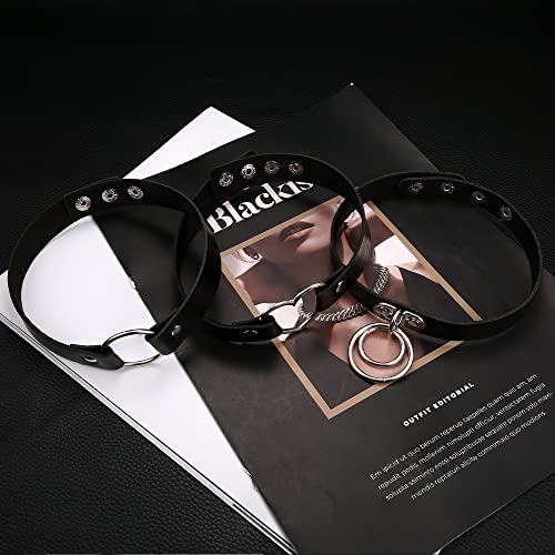 Ubgicig 10 Pcs Pu Leather Black Choker Collar Necklace For Women Gothic Punk Choker Adjustable Rock Heart Choker Necklaces Night Club Party Costume Accessory #TOP6
