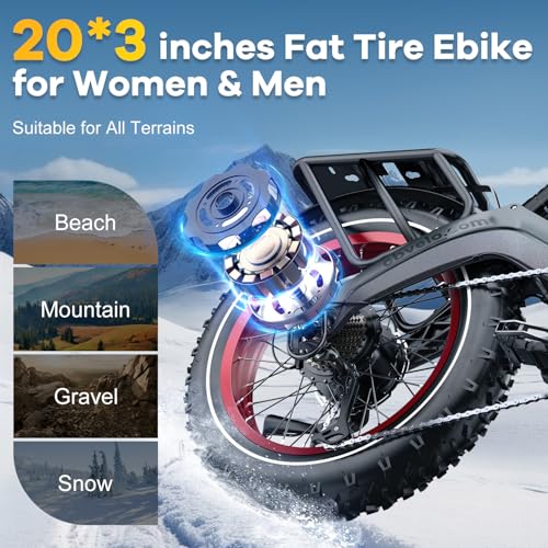 Image of 1000W Folding Electric Bike, 48V 20.8AH Large Removable Battery E-Bike, 30+MPH, 80 Miles Max Range, 20 inch Fat Tire Electric Bike for Adults, Adult Electric Bicycles for Commute