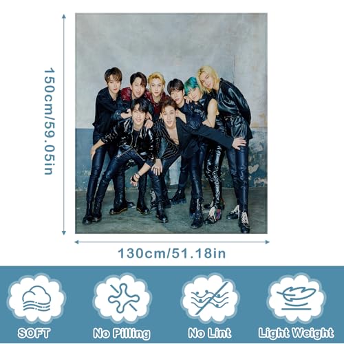 WKxinxuan Stray Kis Decke, Stray Kis bettwäsche, Coral Fleece-Decke für Kinder, Teenager und Erwachsene, Tagesdecke flauschig weich, Geschenke Teenager 150x130CM