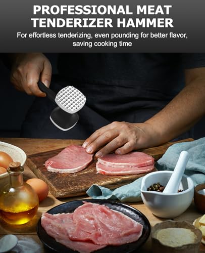 Meat Tenderizer Hammer, Dual-Side Kitchen Meat Pounder Flattener, Heavy Duty Stainless Steel Manual Meat Hammer for Tenderizing Steak, Beef, Chicken, Fish Meat Tenderisers Tool - Image 2