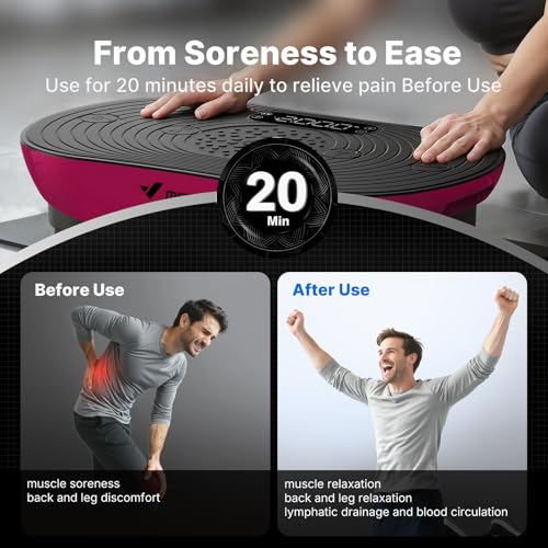 Image of MERACH Vibration Plate Exercise Machine, Vibrating Platform for Lymphatic Drainage Weight Loss Muscle Activation, Full Body Home Exercise Equipment with LED Touch Screen Bluetooth Pull Cord