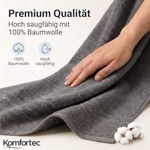 Komfortec-2er-Saunatuch-Set-80x200-cm-aus-100-Baumwolle-XXL-Saunatuecher-Sauna-Handtuch-Weich-Gross-Frottee-Schnelltrocknend-Anthrazit-Grau - Sparfuchs24.io - Preisvergleich & Top Angebote Online