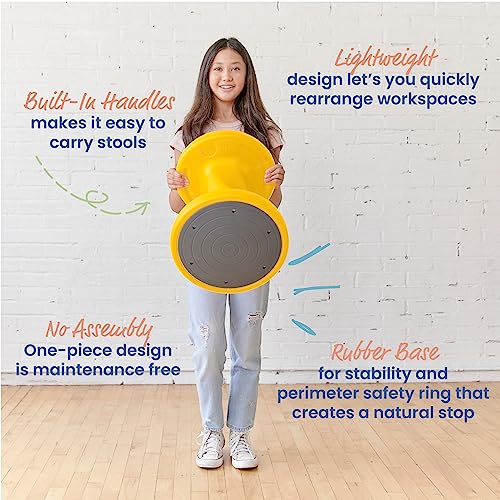 Image of ECR4Kids Twist Active Wobble Stool, 18in Seat Height, Classroom Furniture, Yellow