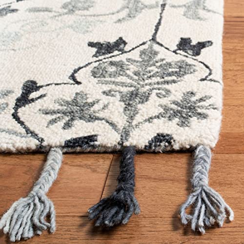 Image of Modern Floral Hand Tufted Loop Pile Carpet for Living Room & Bedroom Ivory & Multi Colour 6x9 Feet Carpet