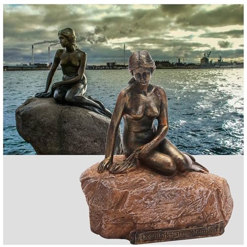 WOGYOZKA Dänemark Meerjungfrau Statue Figur Wohndekoration Dänische Skulptur 3D Europäischer Stil Weibliche Künstliche Weltberühmte Gebäude Modell Dekoration Souvenir Geschenke