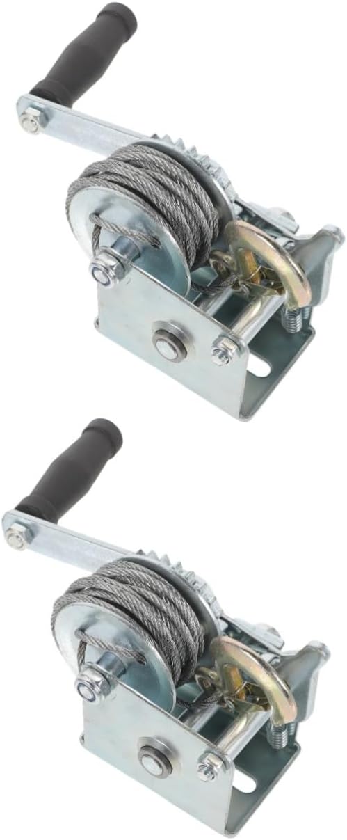 Cabilock 2pcs Hand Winch Heavy Duty Steel Cable Trailer Winch Comfortable Grip Manual Crank for Boats Atvs and Towing Applications