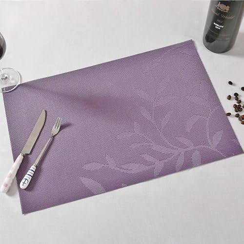 Image of GDNK Washable PVC Heat Resistant Colorful Place Mats for Kitchen Dining Table Mates Washable Heat-Resistant for Dining Table (4 Pack) (Purple)